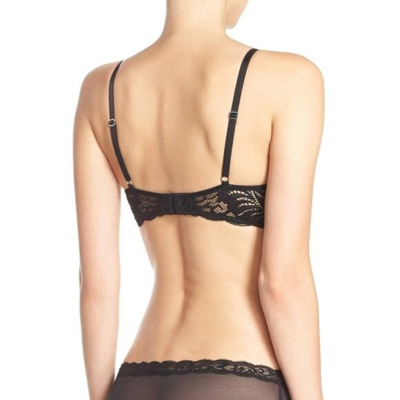 🆕NATORI Feathers Underwire T-Shirt Plunge Bra 34DD Black #730023 - Picture 3 of 10